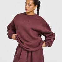 Foundations Oversized Crew Neck Sweatshirt with Oner Embroidery | Washed Velvet Mocha