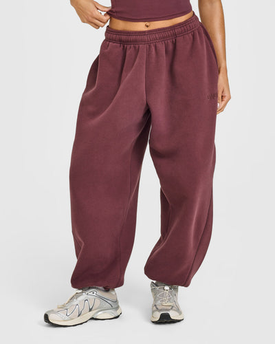 Foundations Oversized Cuffed Joggers with Oner Embroidery | Washed Velvet Mocha