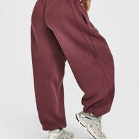 Foundations Oversized Cuffed Joggers with Oner Embroidery | Washed Velvet Mocha
