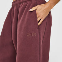 Foundations Oversized Cuffed Joggers with Oner Embroidery | Washed Velvet Mocha