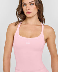 Mellow™ Rib Racer Back Mid Vest with Built in Bra Shelf | Petal Pink