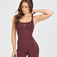 Mellow™ Rib Racer Back Mid Vest with Built in Bra Shelf | Velvet Mocha