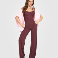 Mellow™ Rib Racer Back Mid Vest with Built in Bra Shelf | Velvet Mocha