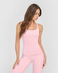 Mellow™ Rib Racer Back Vest with Built in Bra Shelf | Petal Pink