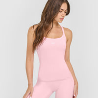 Mellow™ Rib Racer Back Vest with Built in Bra Shelf | Petal Pink