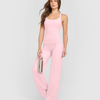 Mellow™ Rib Racer Back Vest with Built in Bra Shelf | Petal Pink