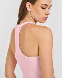 Mellow™ Rib Racer Back Vest with Built in Bra Shelf | Petal Pink