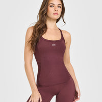Mellow™ Rib Racer Back Vest with Built in Bra Shelf | Velvet Mocha