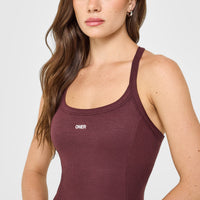 Mellow™ Rib Racer Back Vest with Built in Bra Shelf | Velvet Mocha