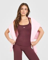 Mellow™ Rib Racer Back Vest with Built in Bra Shelf | Velvet Mocha