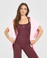 Mellow™ Rib Racer Back Vest with Built in Bra Shelf | Velvet Mocha