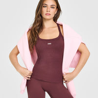 Mellow™ Rib Racer Back Vest with Built in Bra Shelf | Velvet Mocha