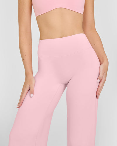 SoftMotion™ Straight Leg Bottoms with White Logo | Cherry Blossom Pink