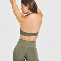 EasyLift™ Halter Bralette with White Logo | Alpine Green