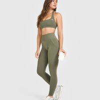 EasyLift™ Halter Bralette with White Logo | Alpine Green