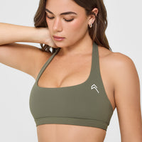 EasyLift™ Halter Bralette with White Logo | Alpine Green