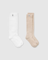 Slouchy Lounge Socks 2 Pack | Sand/ White