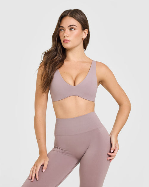 Oner Modal SoftMotion™ Scoop Back Bralette with White Logo | Dusty Purple
