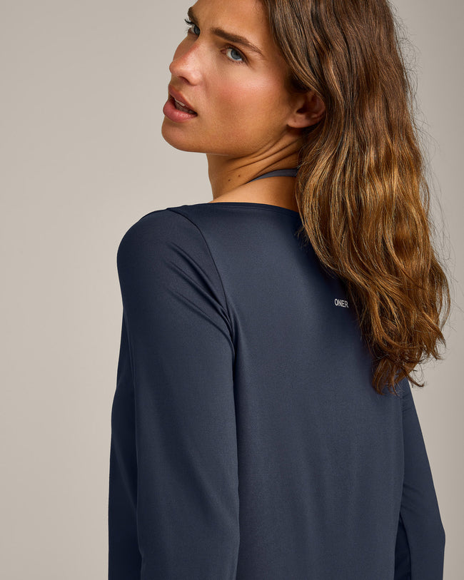 FormeSoft™ Relaxed Slash Neck Long Sleeve Top | True Blue