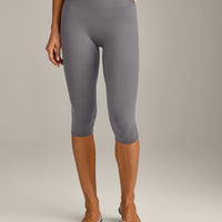 SoftMotion™ High Waisted Capri Leggings with Grey Logo | Ash Grey