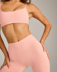SoftMotion™ High Waisted Capri Leggings with Grey Logo | Peach Orange
