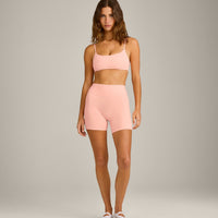 SoftMotion™ High Waisted Shorts 6" with Grey Logo | Peach Orange
