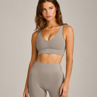 SoftMotion™ Longline Sports Bra with White Logo | Warm Sand