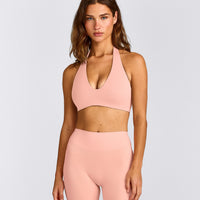 SoftMotion™ Minimal Halter Neck Bralette | Peach Orange