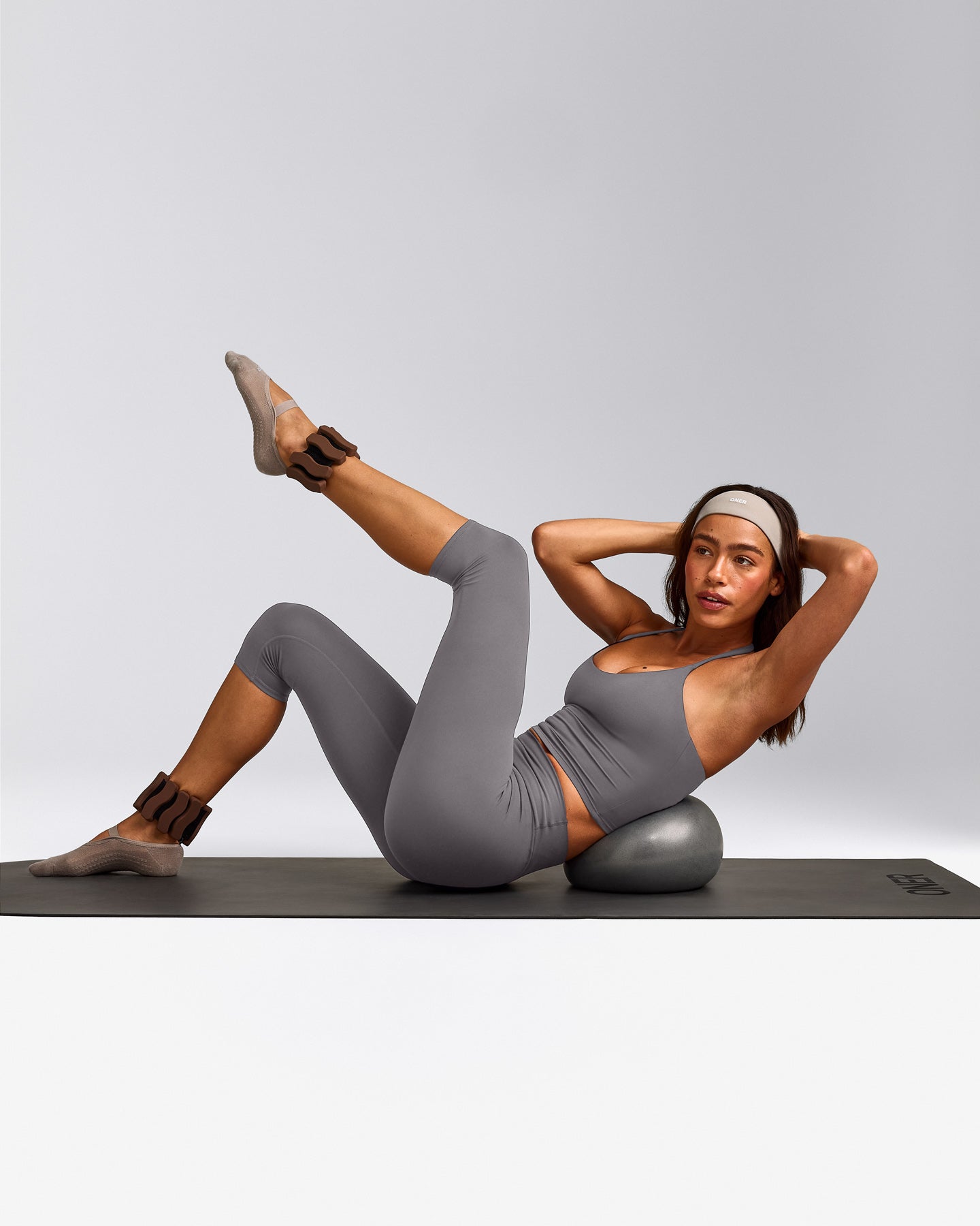 SoftMotion™ Strappy Halter Neck Mid Tank Top with Built in Bra Shelf with Grey Logo | Ash Grey