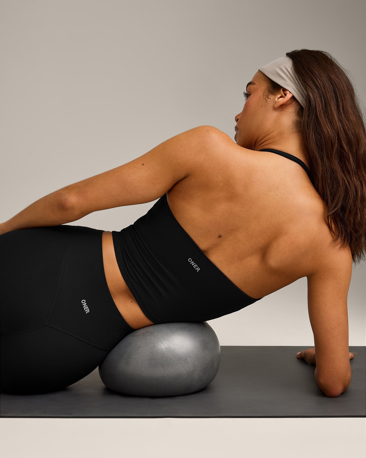 SoftMotion™ Strappy Halter Neck Mid Vest with Built in Bra Shelf with Grey Logo | Black