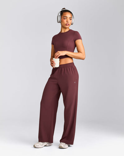AirMove™ Straight Leg Trousers with Reflective Logo | Velvet Mocha