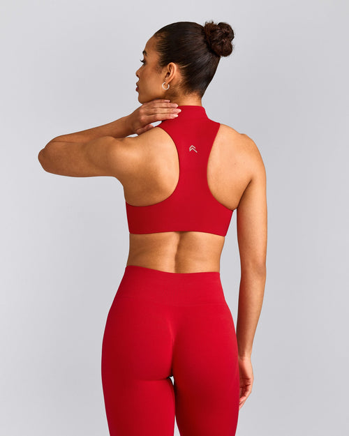 EasyLift™ Zip High Neck Sports Bra | Fiery Red