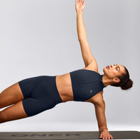 EasyLift™ Zip High Neck Sports Bra with Grey Logo | True Blue