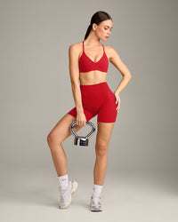 EasyLift™ Ultra Minimal Bralette with Grey Logo | Fiery Red