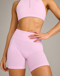 EffortlessLift™ Seamless Shorts with Grey Logo | Chalk Pink