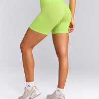 EffortlessLift™ Seamless Shorts with Grey Logo | Citrus Green