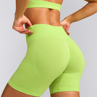 EffortlessLift™ Seamless Shorts with Grey Logo | Citrus Green