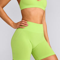 EffortlessLift™ Seamless Shorts with Grey Logo | Citrus Green