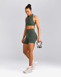 EffortlessLift™ Seamless Shorts with Grey Logo | Dark Khaki