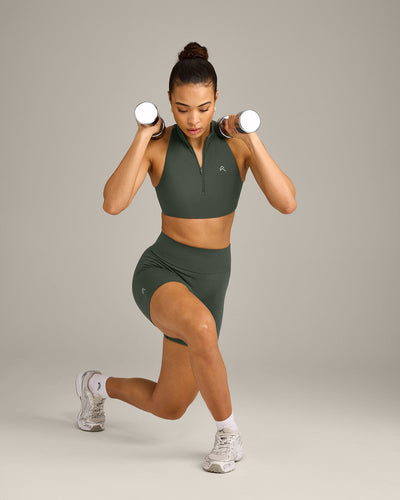 EffortlessLift™ Seamless Shorts with Grey Logo | Dark Khaki