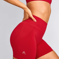 EffortlessLift™ Seamless Shorts with Grey Logo | Fiery Red