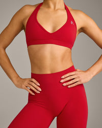 EffortlessLift™ Seamless Leggings with Grey Logo | Fiery Red