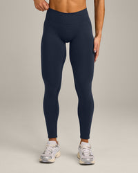 EffortlessLift™ Seamless Mid Rise Leggings with Grey Logo | True Blue