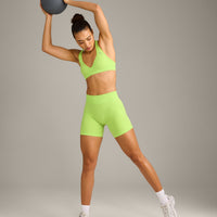 EffortlessLift™ Seamless Mid Rise Shorts with Grey Logo | Citrus Green