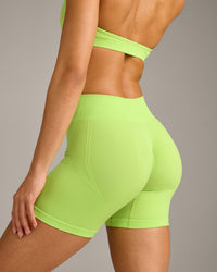 EffortlessLift™ Seamless Mid Rise Shorts with Grey Logo | Citrus Green