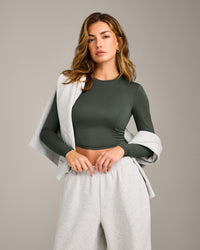 Mellow™ Motion Crew Neck Long Sleeve Mid Top | Dark Khaki