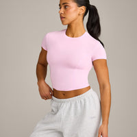 Mellow™ Motion Crew Neck Mid Top | Chalk Pink