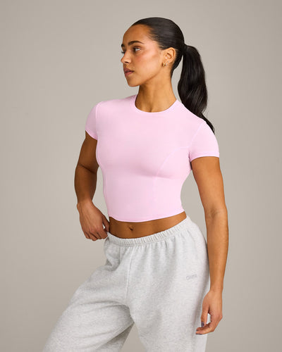 Mellow™ Motion Crew Neck Mid Top | Chalk Pink