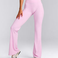 SoftMotion™ Flared Trousers with Grey Logo | Chalk Pink
