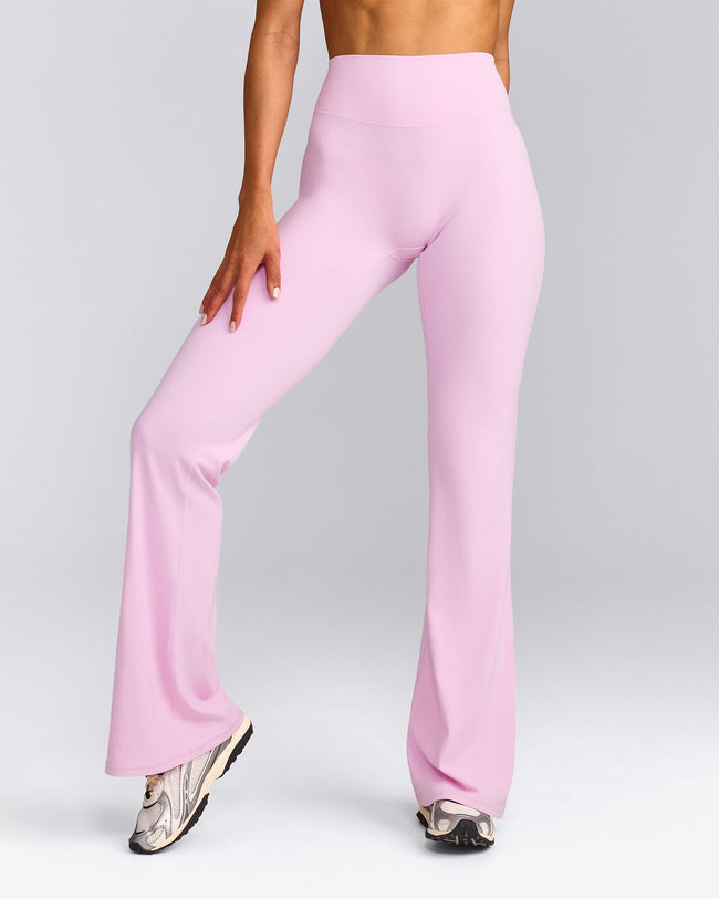 SoftMotion™ Flared Trousers with Grey Logo | Chalk Pink